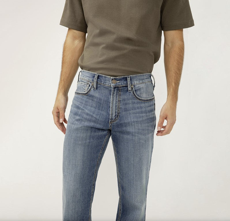 Silver- Zac Relaxed Fit Straight Leg Jeans- M24411LDS305