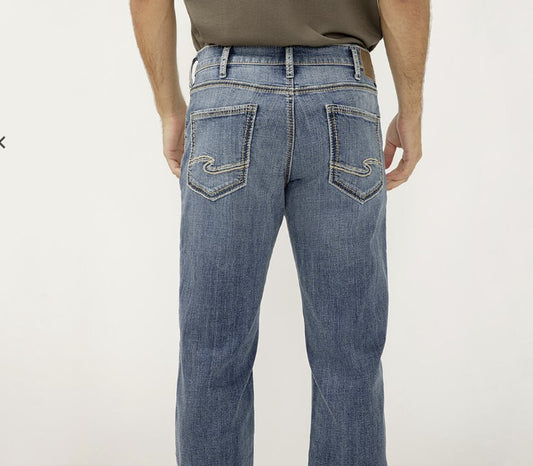 Silver- Zac Relaxed Fit Straight Leg Jeans- M24411LDS305